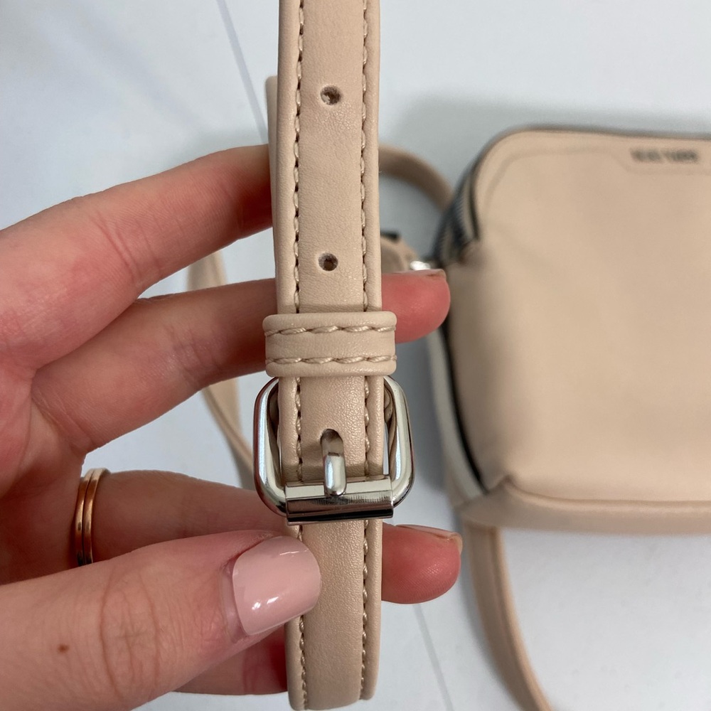 Nine West‎ women’s tan crossbody rounded double zip adjustable strap purse bag - Picture 7 of 8